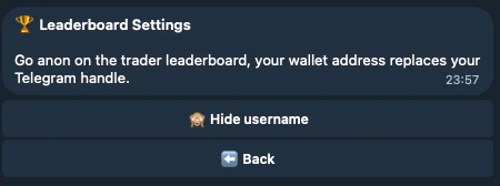Leaderboard settings with Hide username option