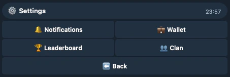 Settings screen