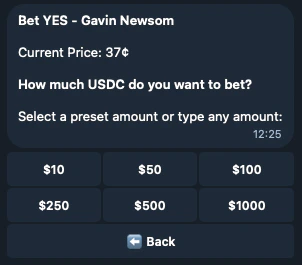 Prediction amount selection screen