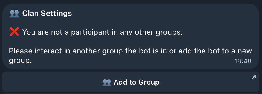 Clan settings when not in a group