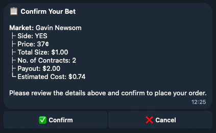Prediction confirmation screen