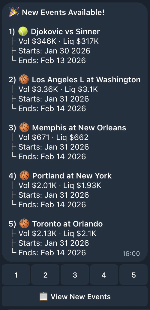New events notifications