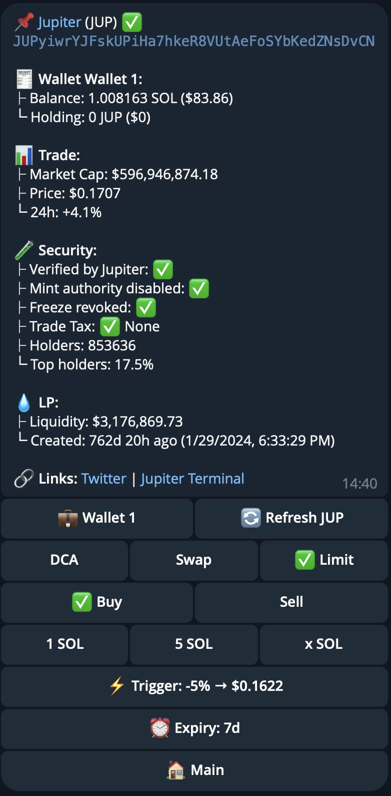 Limit order interface