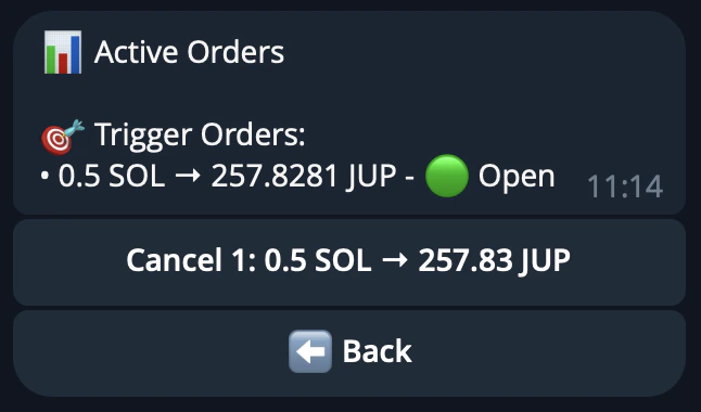 Active orders view