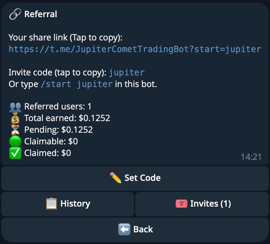 Referral dashboard