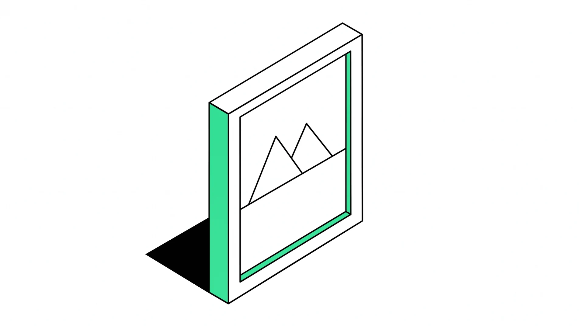 A picture frame showing a mountain landscape, the cover of this lesson