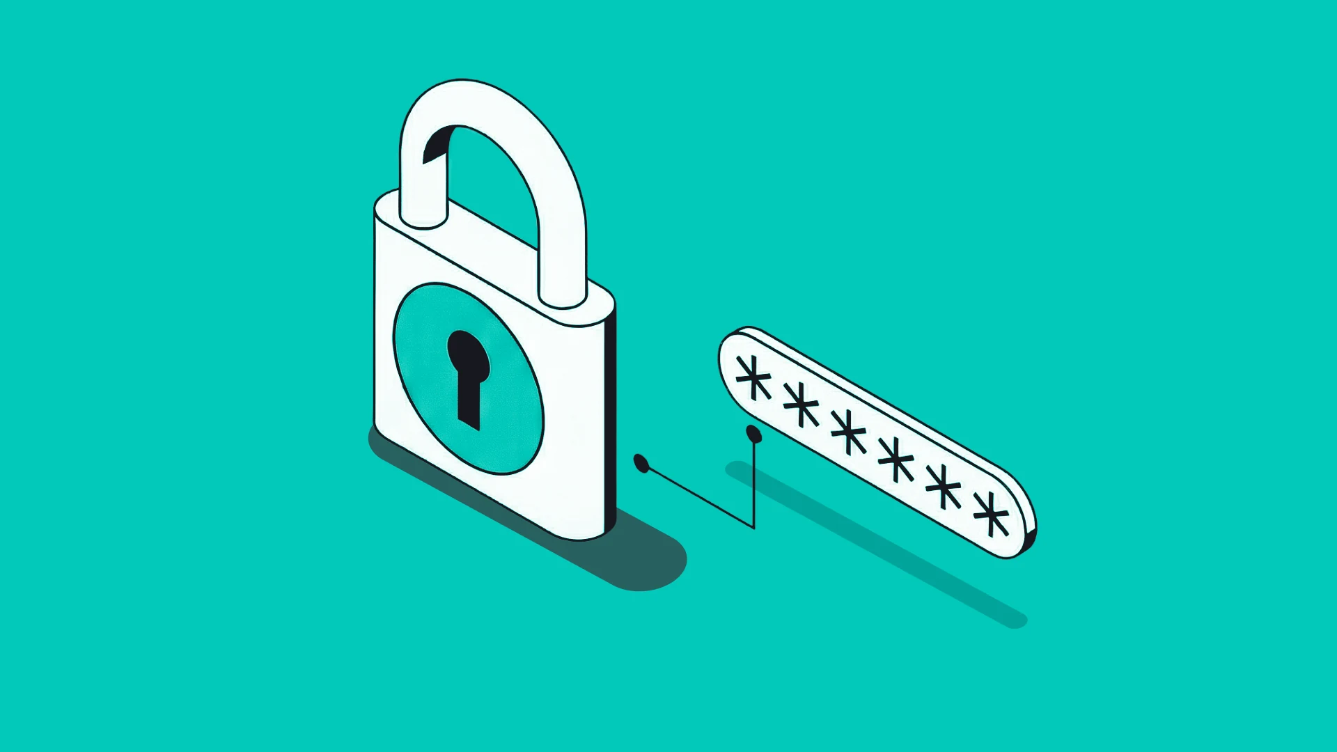 A padlock linked to a masked password field, the cover of this lesson