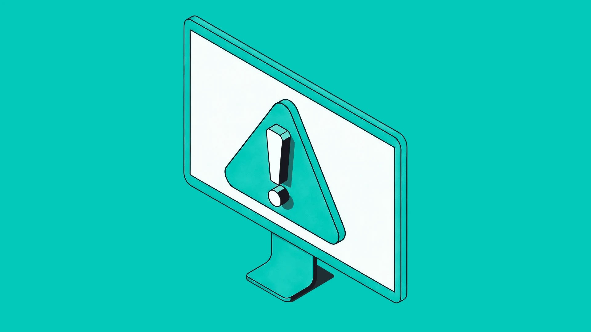 A computer screen showing a large warning sign, the cover of this lesson