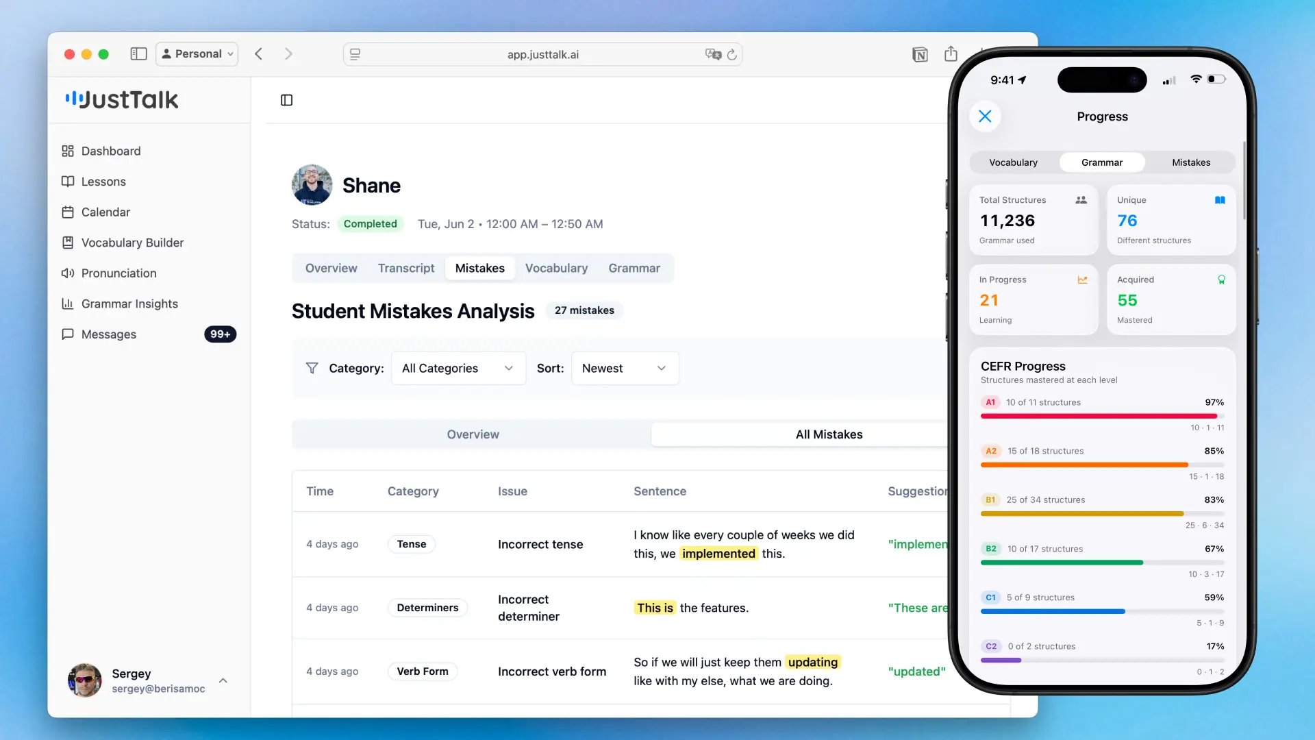 Live and AI sessions feed one shared progress view