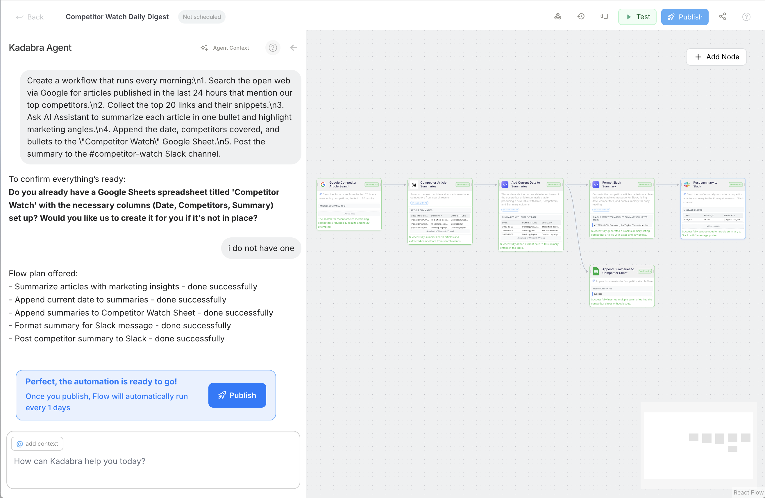 Visual canvas showing nodes and connections