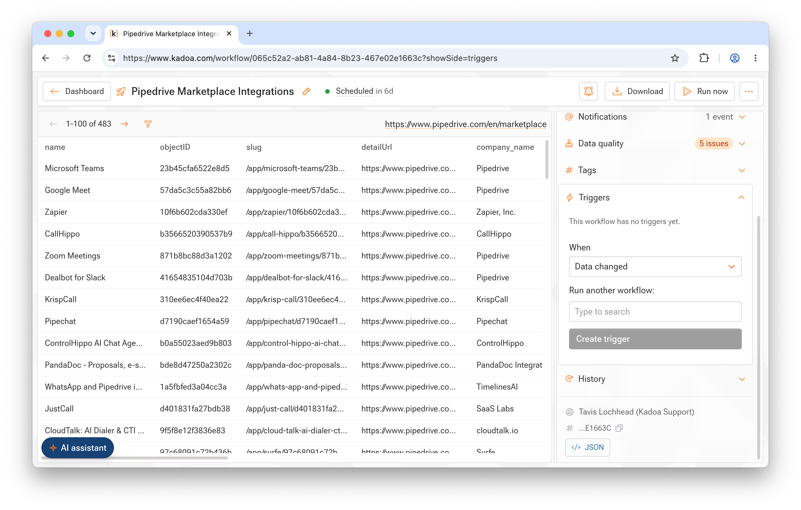 Workflow triggers