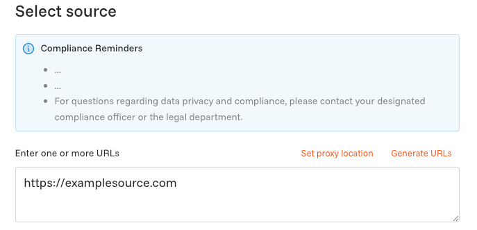 Compliance reminder shown during workflow creation