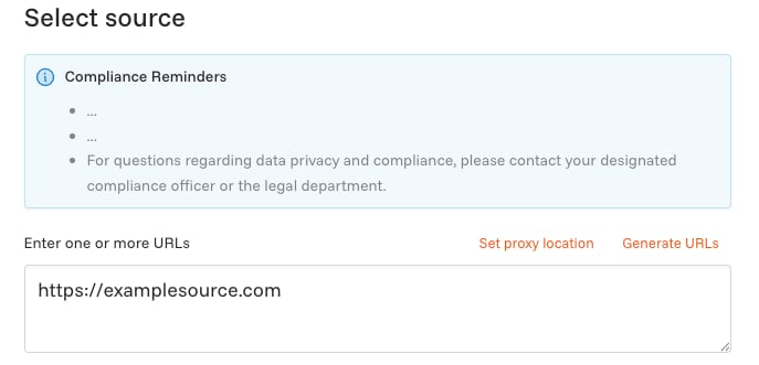 Compliance reminder shown during workflow creation