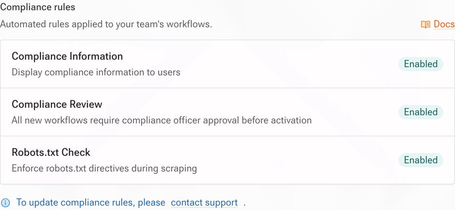 Compliance rules in the Compliance Center