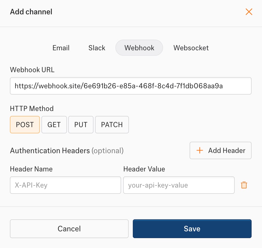 Webhook setup
