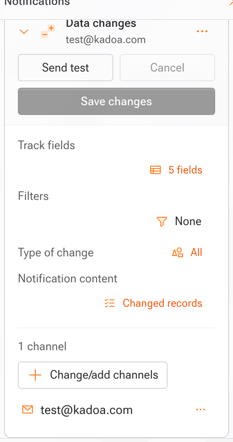 Workflow data changes settings