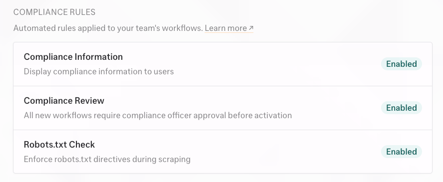 Compliance rules in the Compliance Center