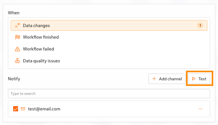 Test notifications button