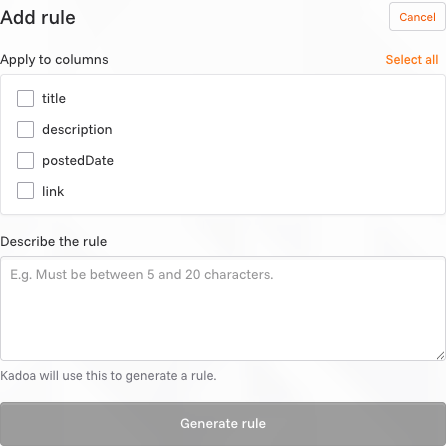 Rule creation dialog