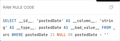 Raw SQL view for a rule