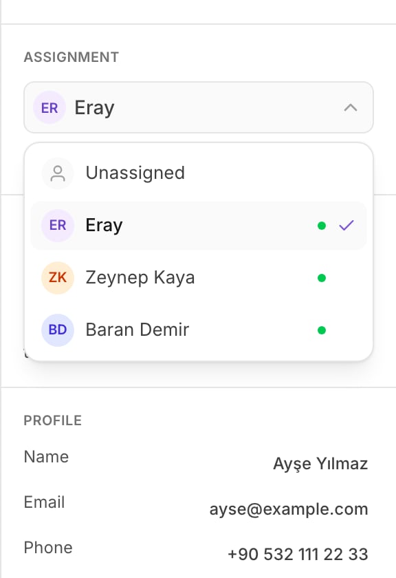 The assignment menu