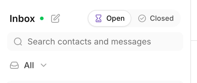 The inbox list header
