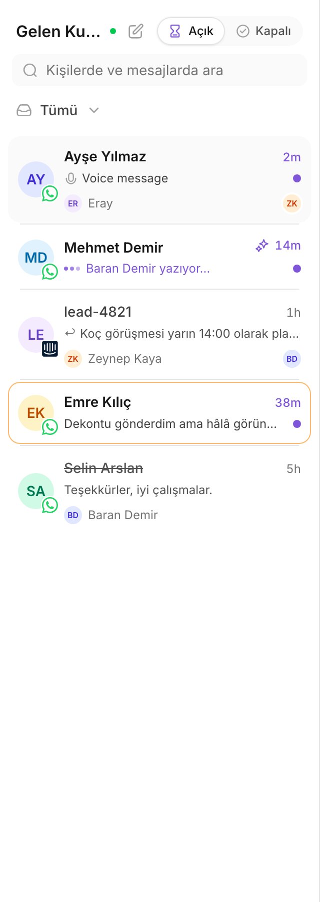Görüşme listesi