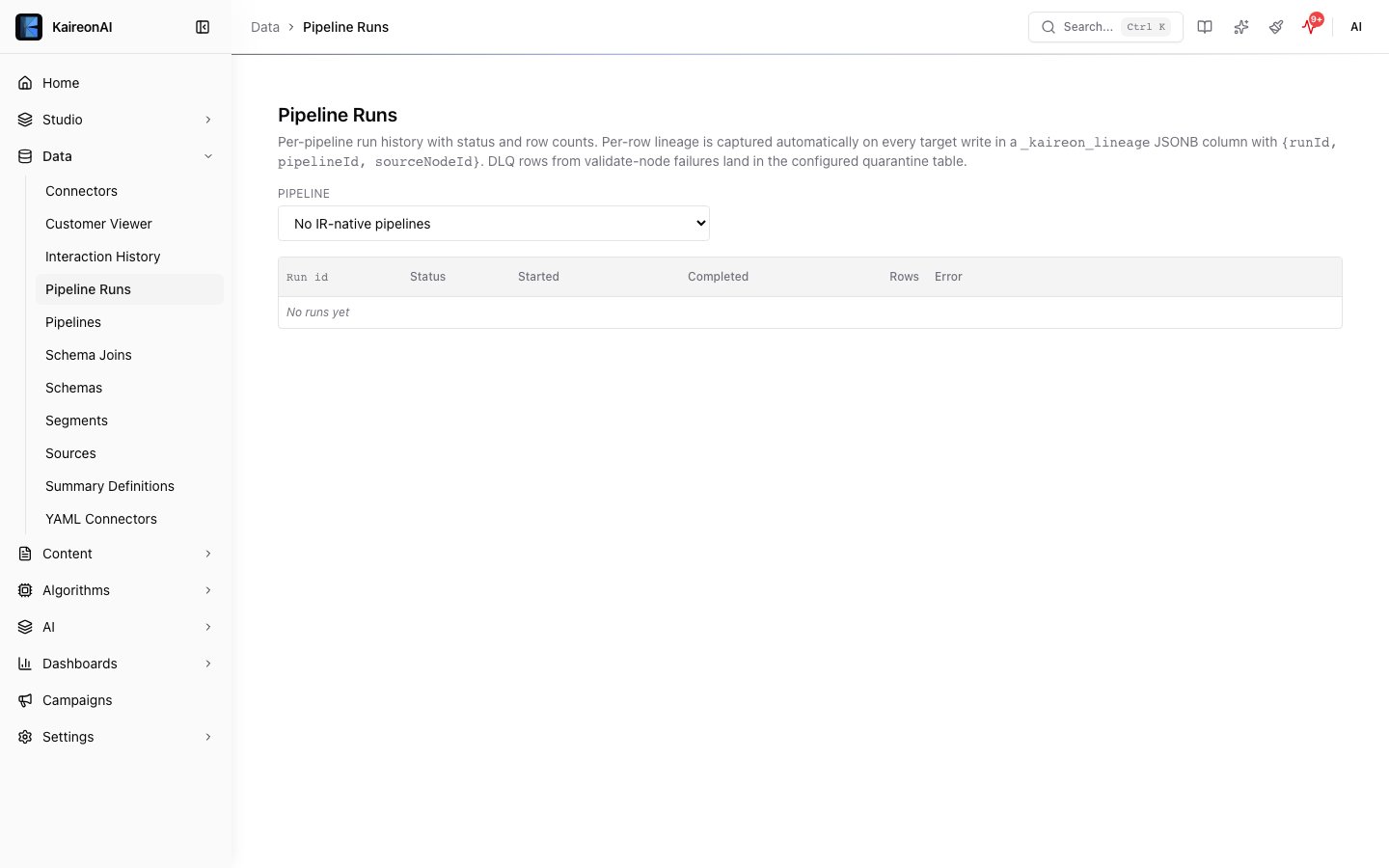 Flow Runs list view showing pipeline execution history