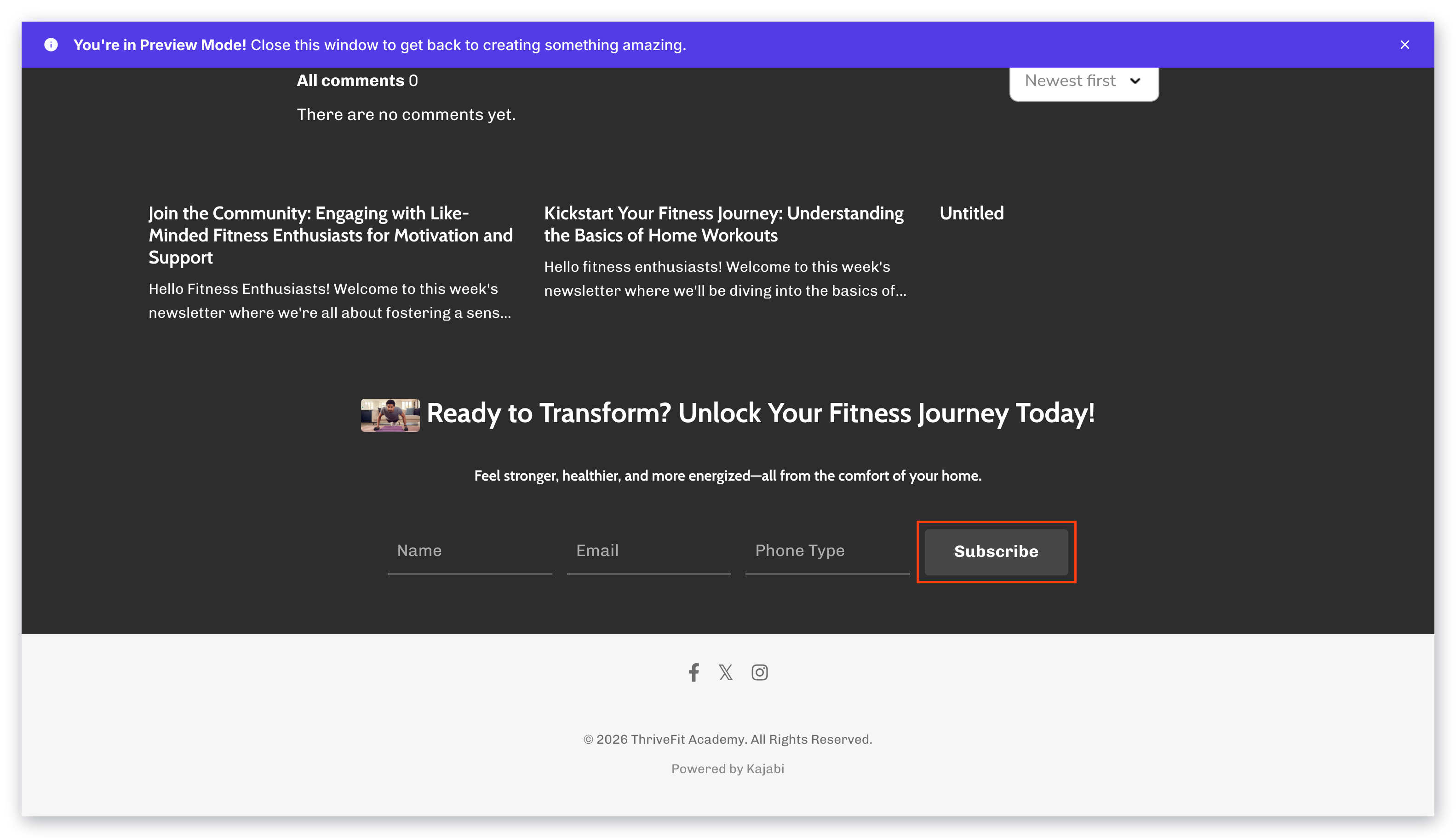 Newsletter page