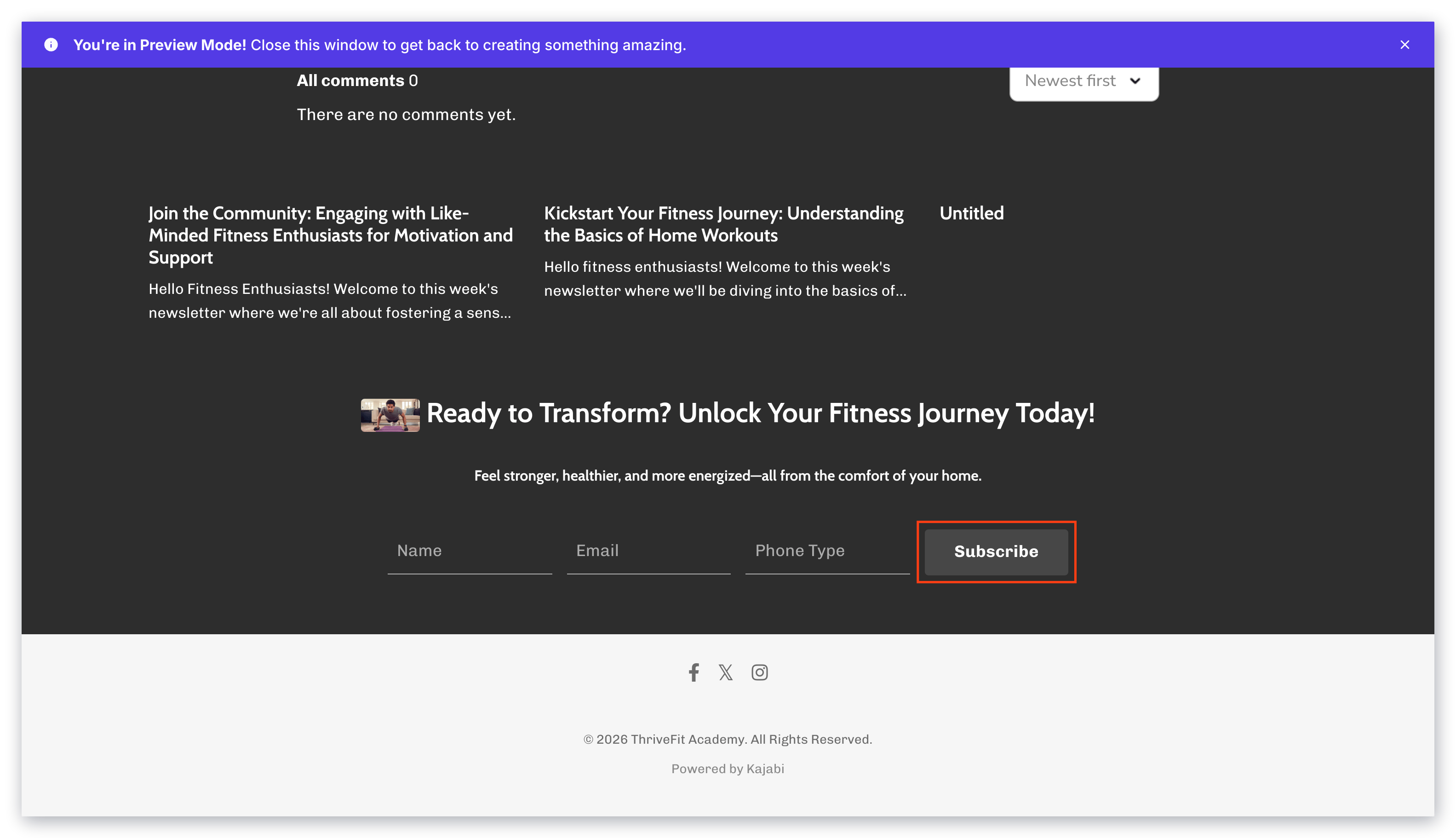 Newsletter page