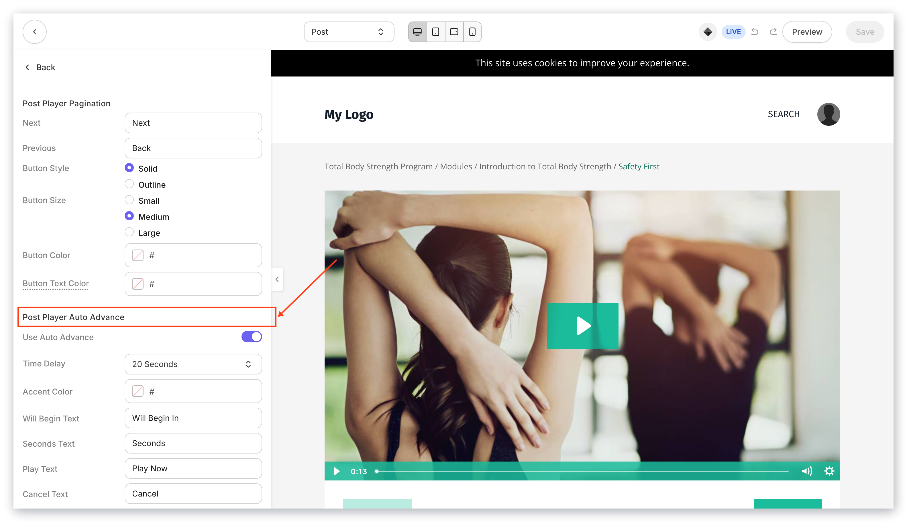 Auto advance example