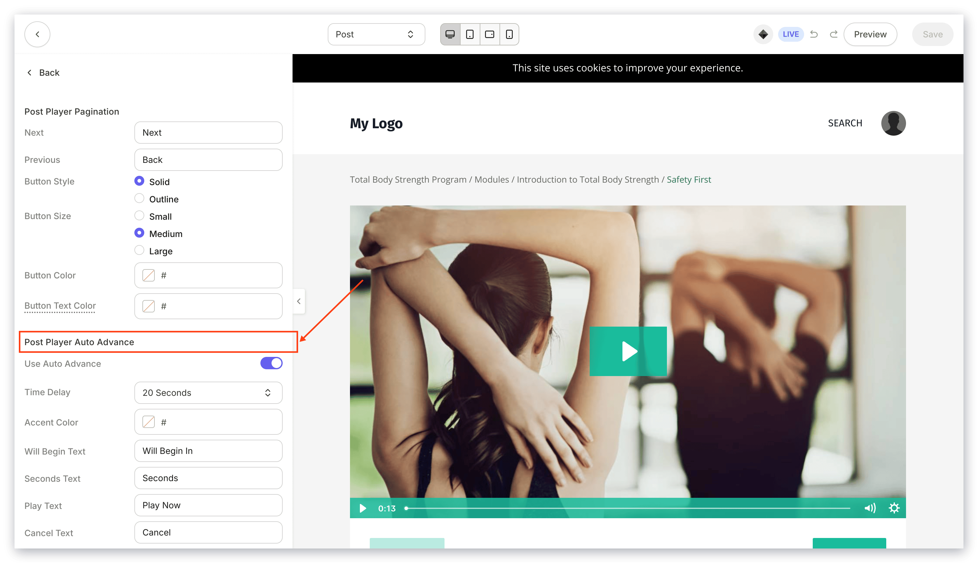 Auto advance example