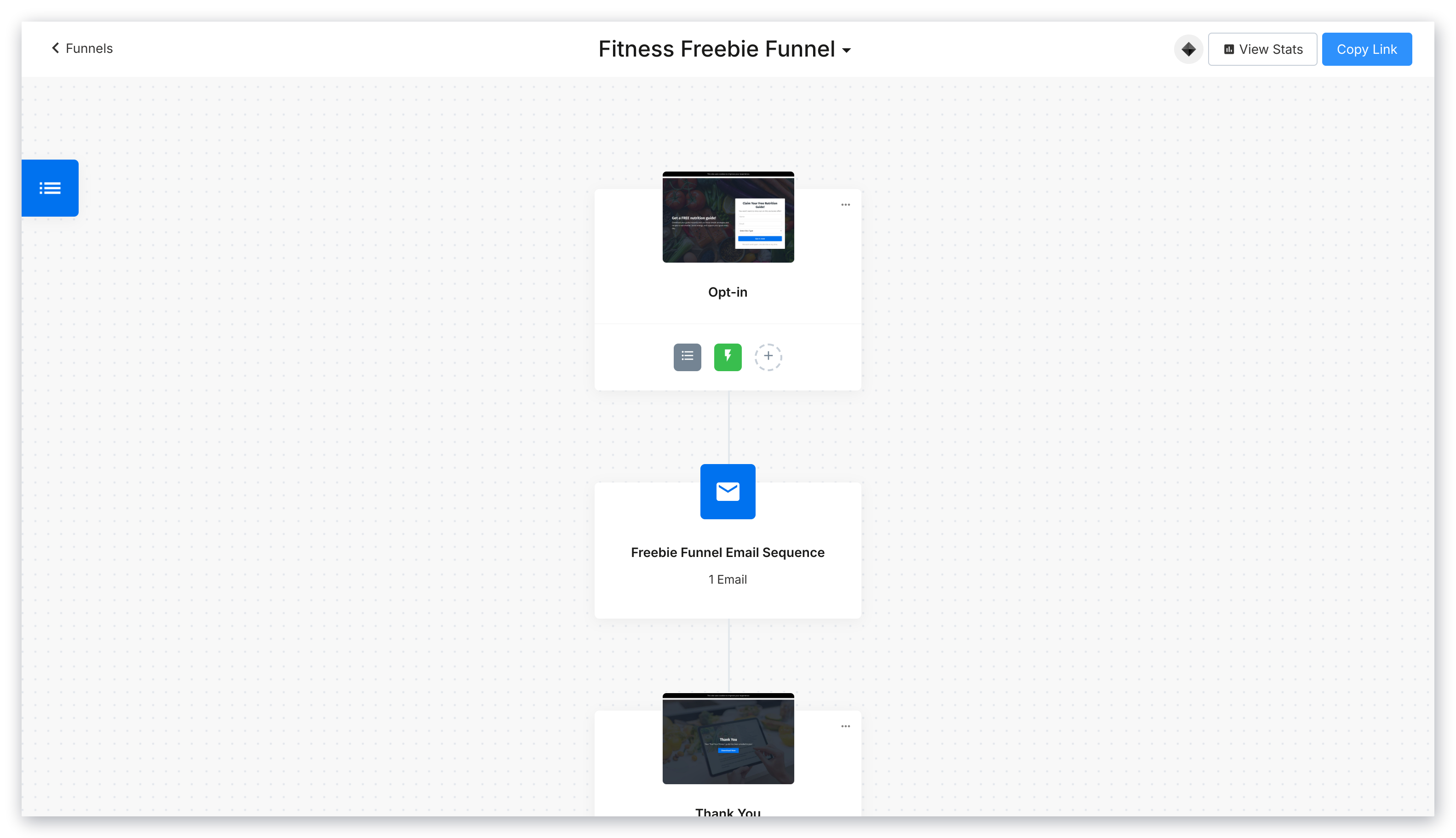 Funnel customization screen