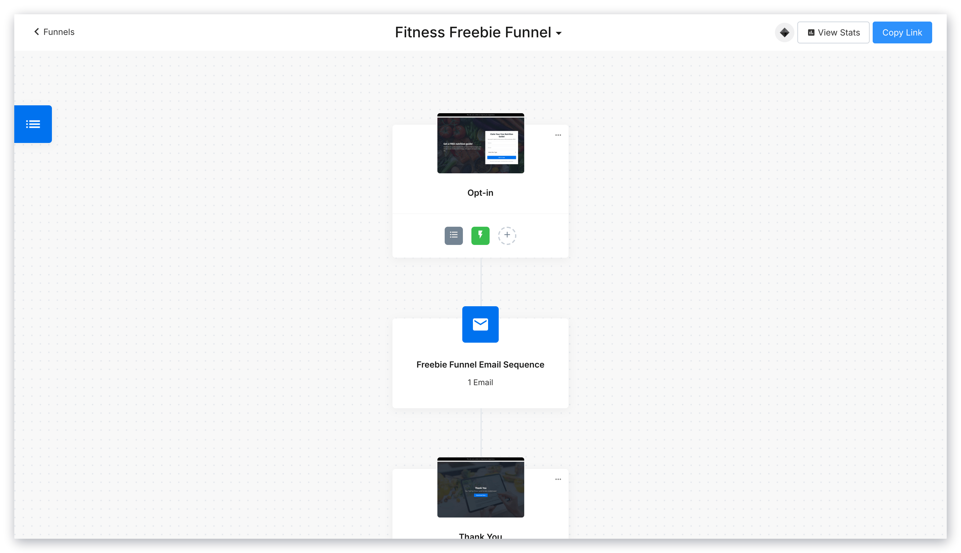 Funnel customization screen