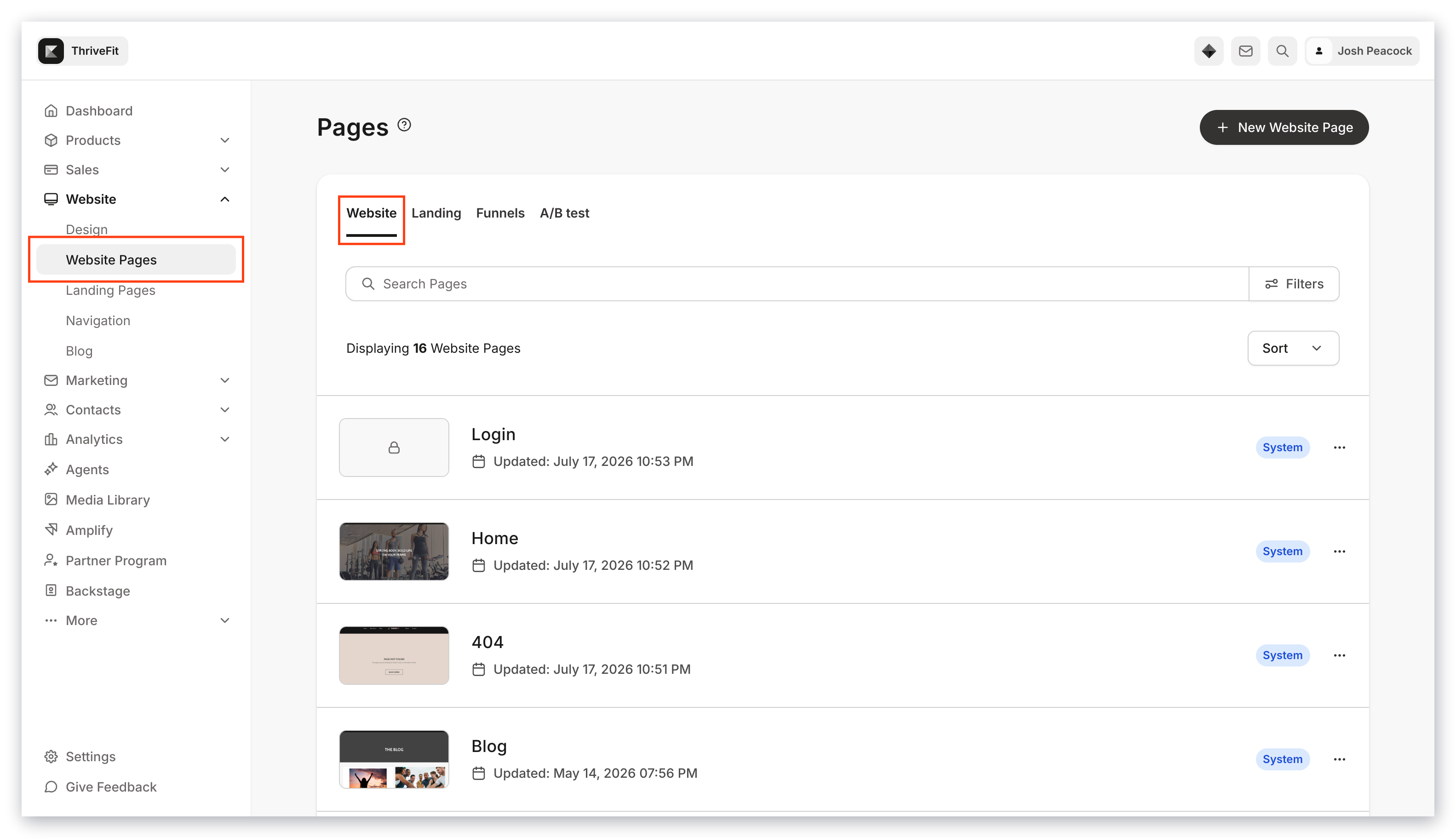 Website Pages