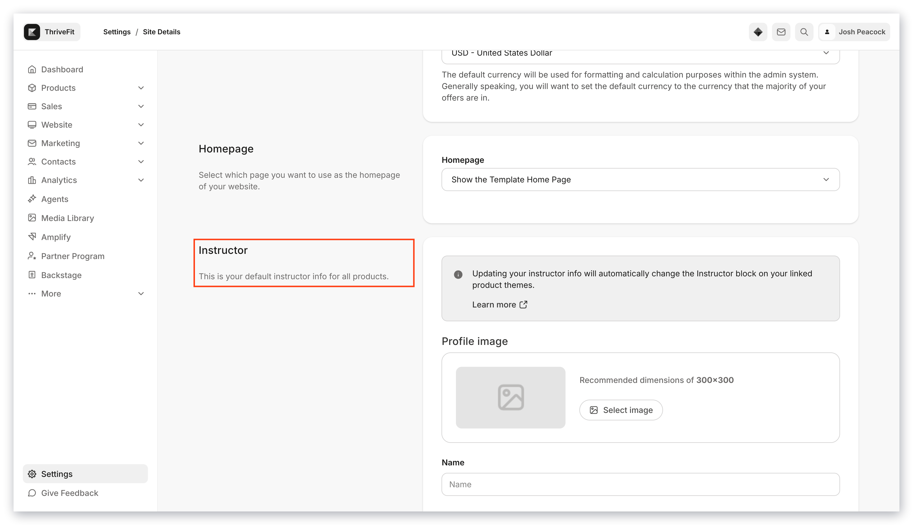 Instructor settings