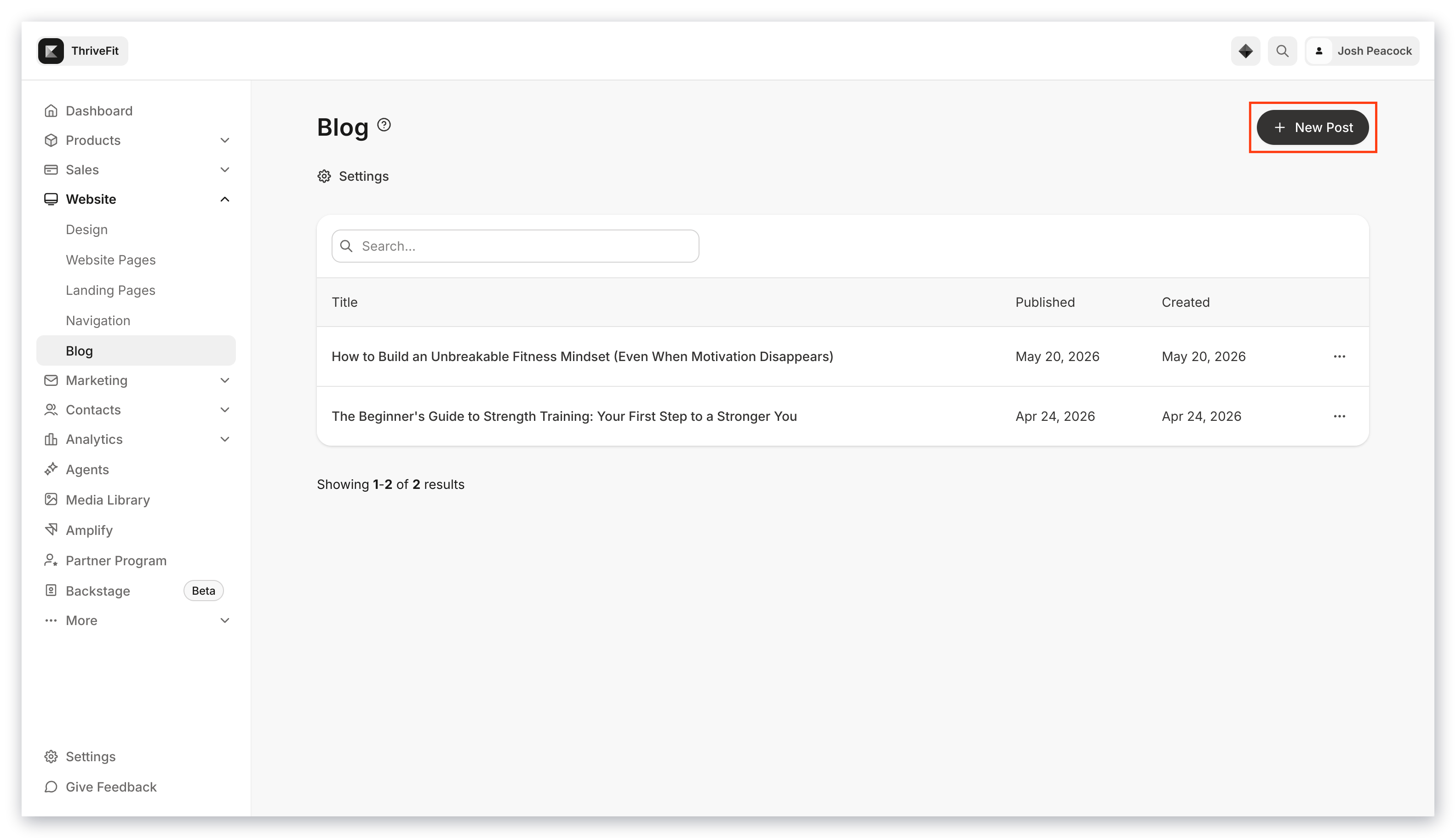 Create new blog post
