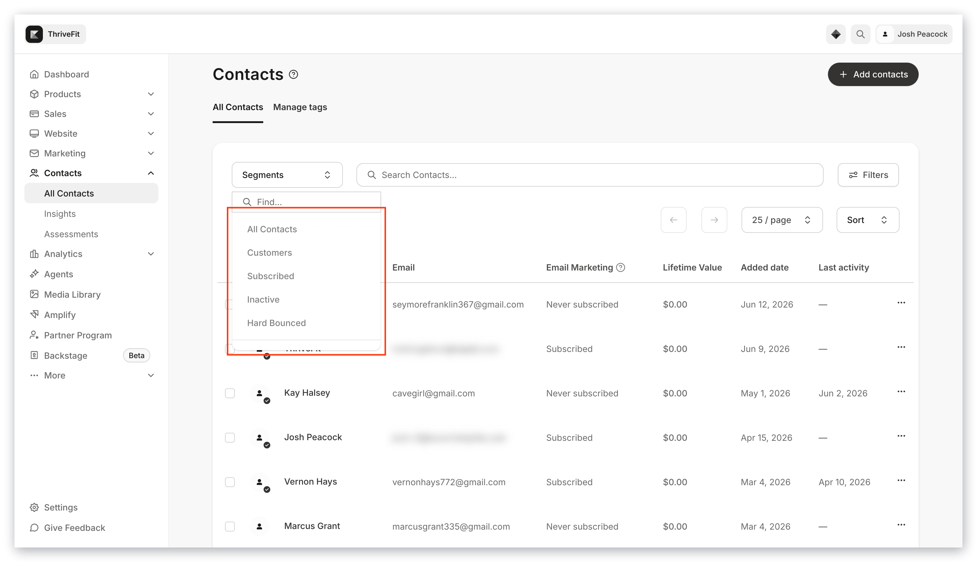 Default segments