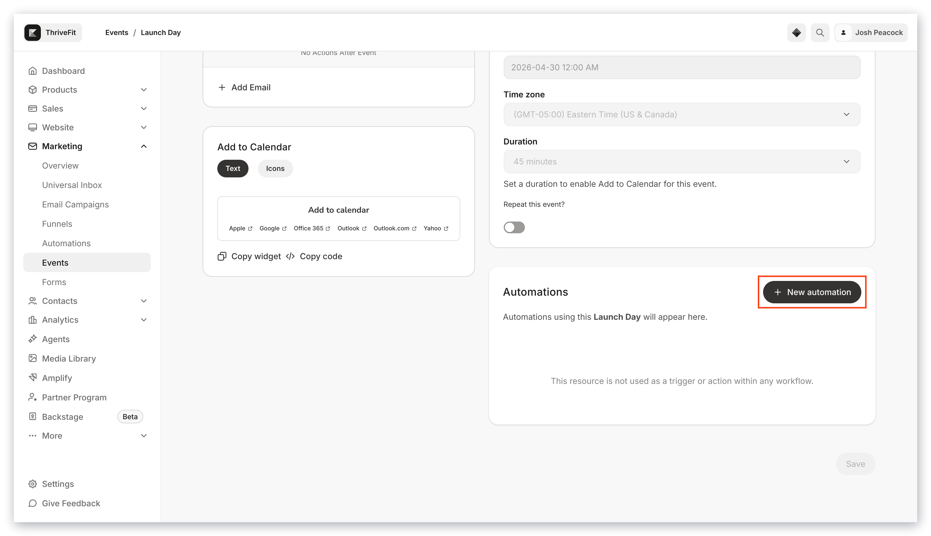 Events automation