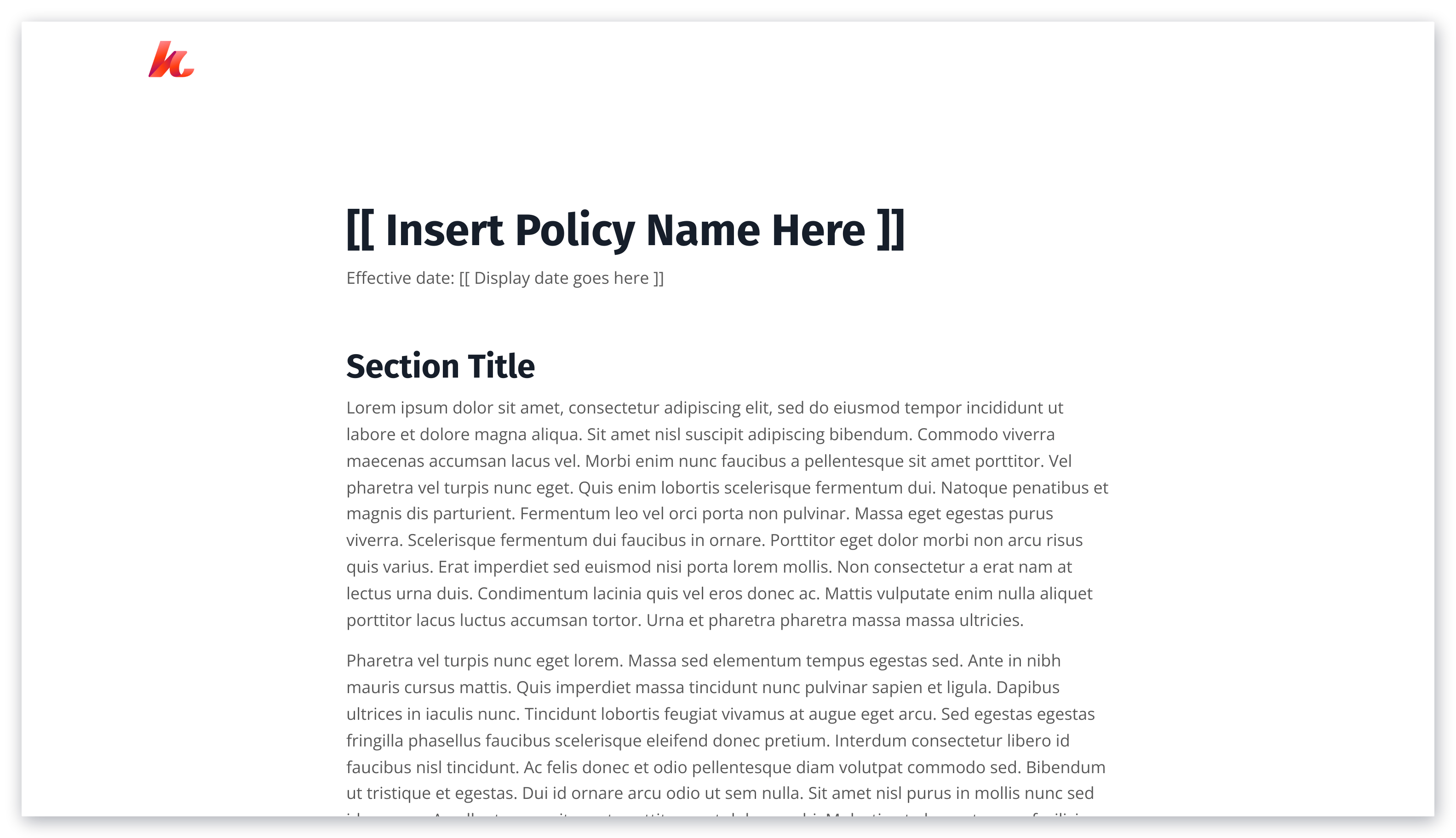 Policies Page Template