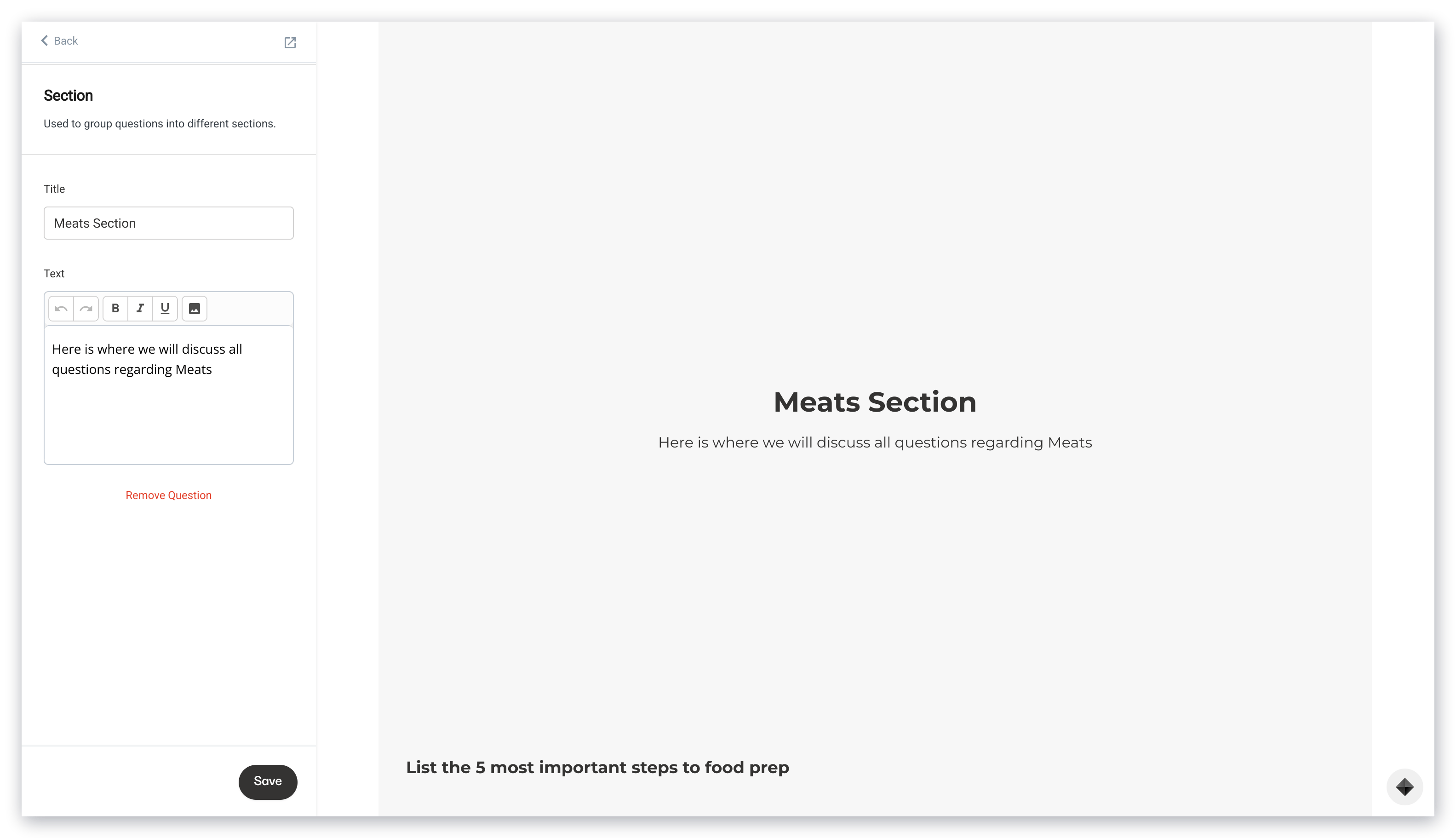 Section card