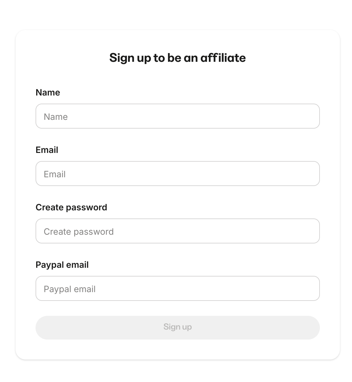 Affiliate Signup Page