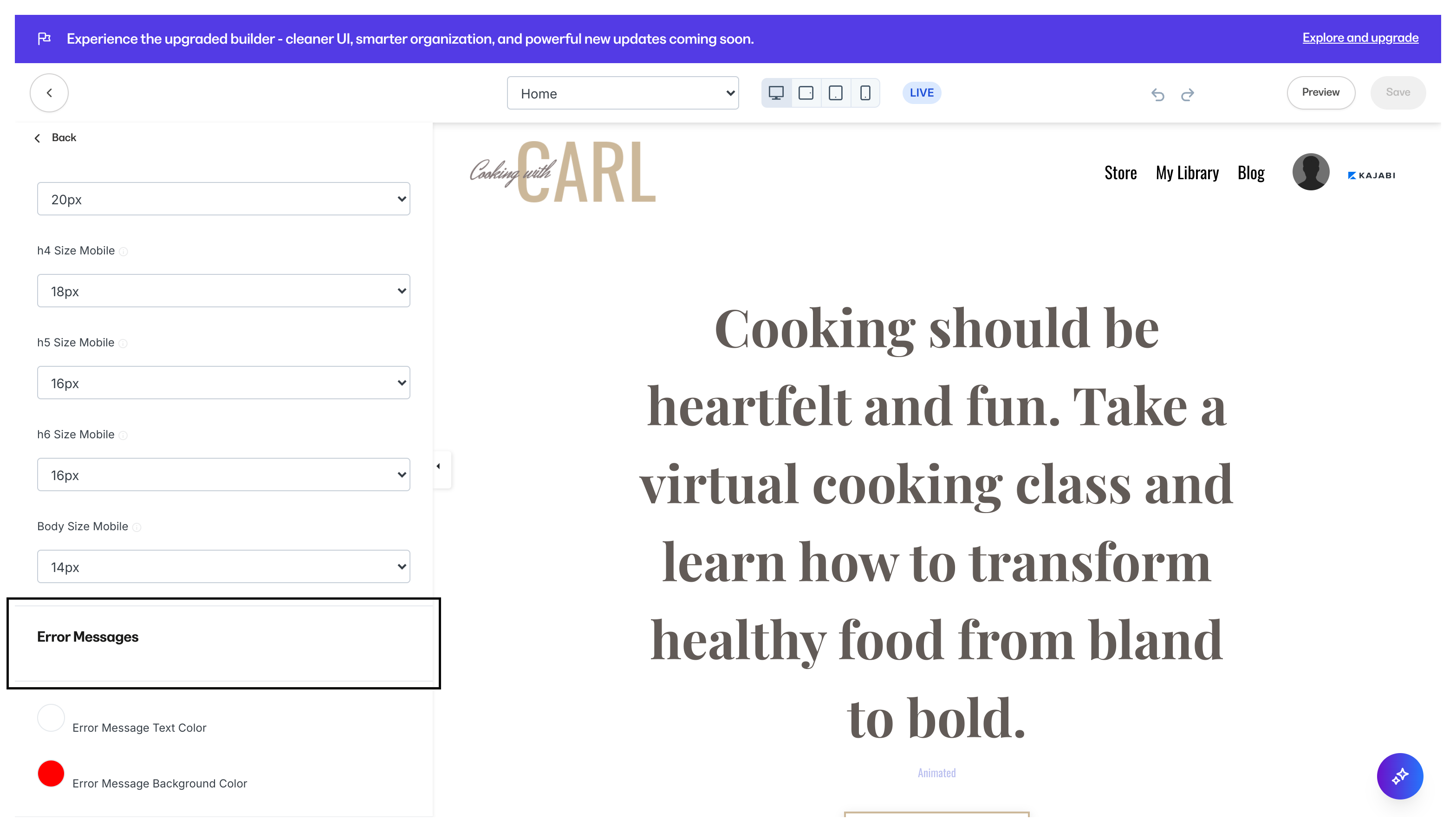 Error Message Settings