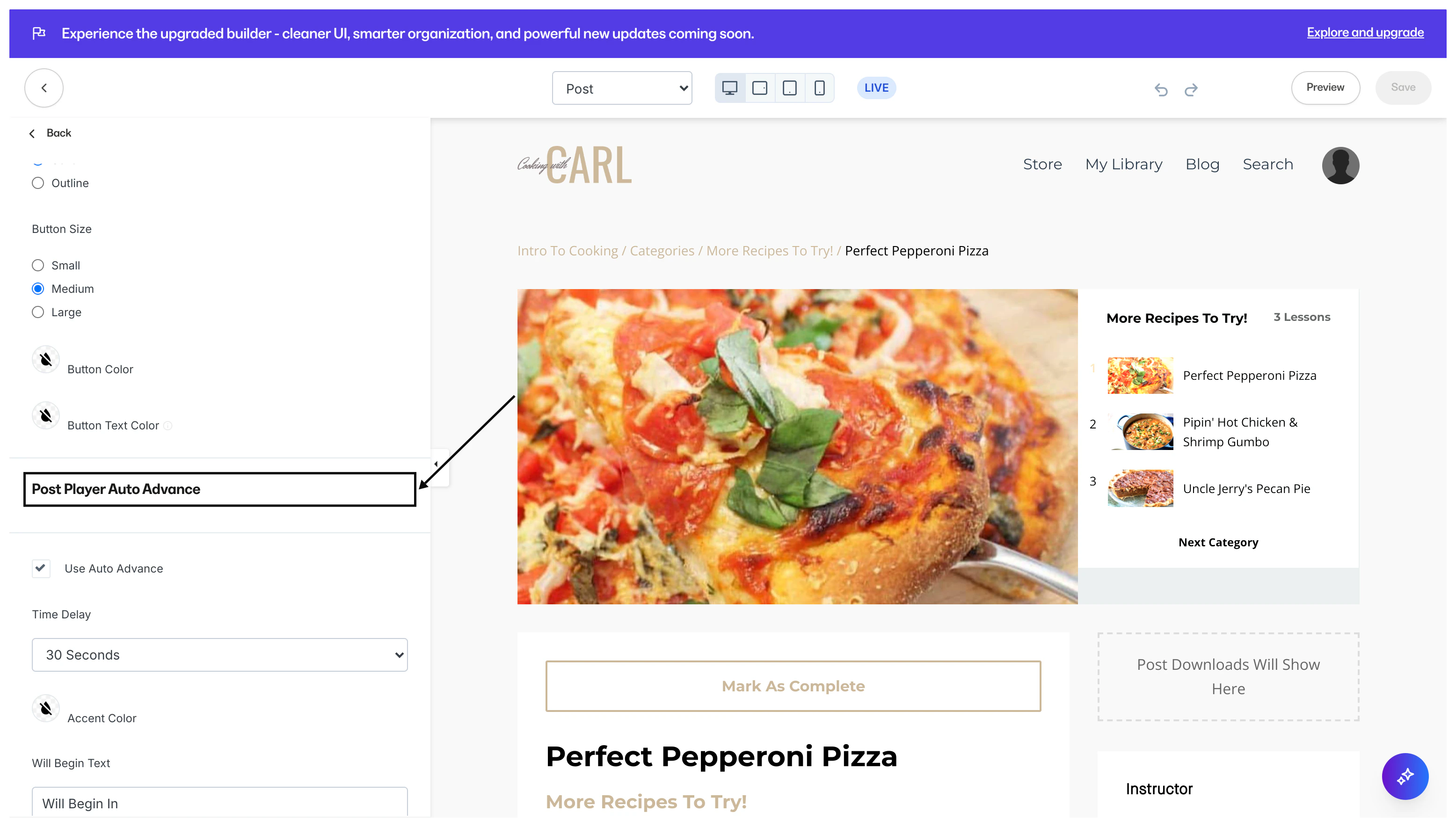 Auto advance example