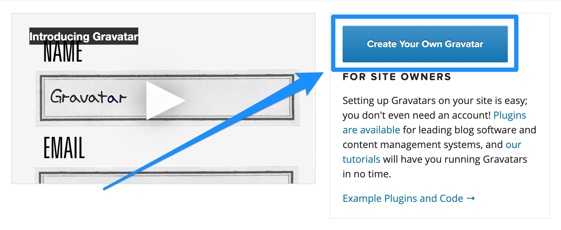 Create Gravatar account