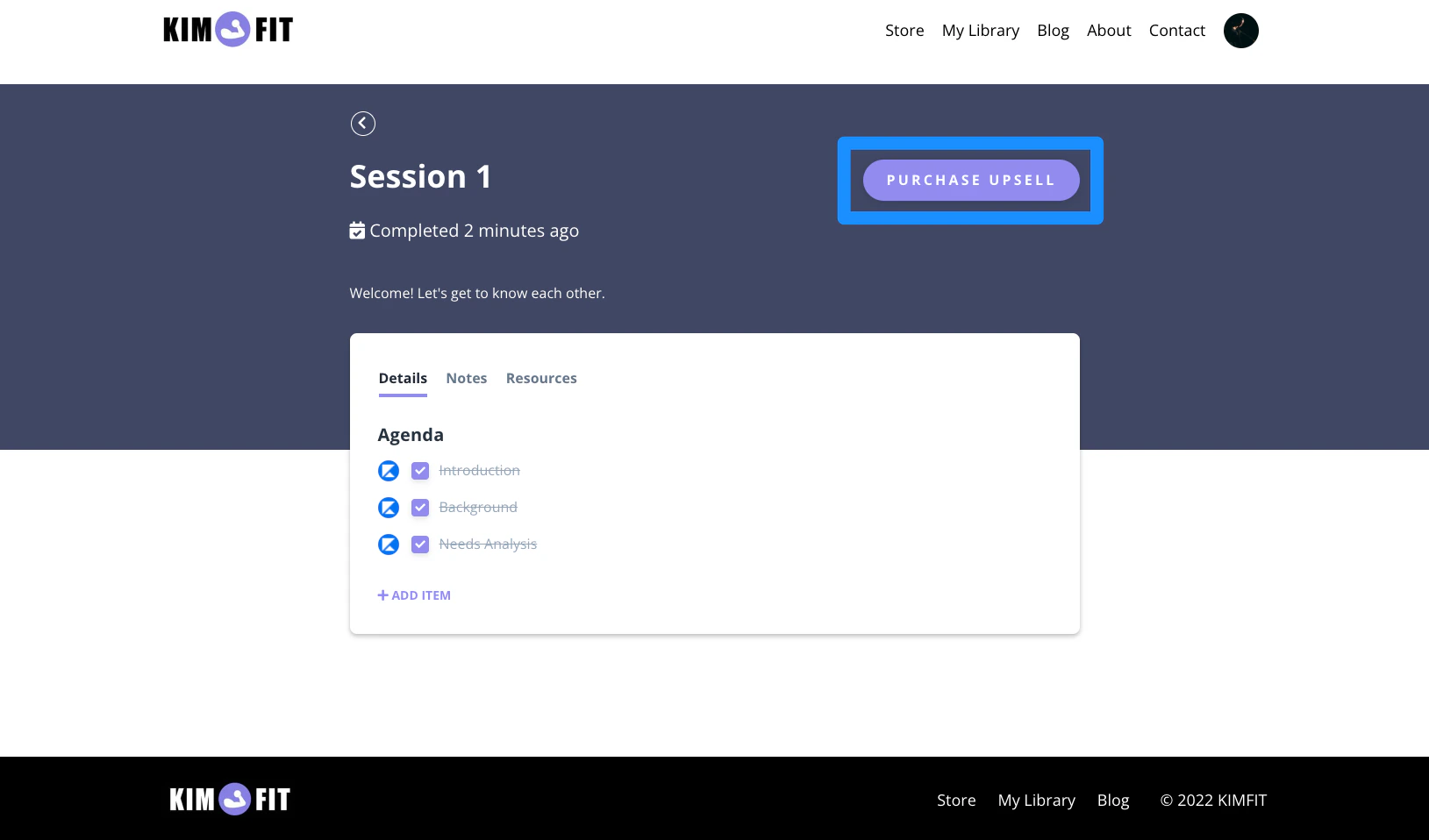 Upsell Button in Session