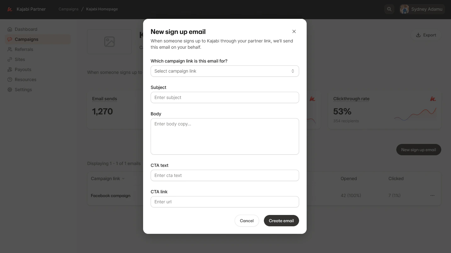 Sign up email preview