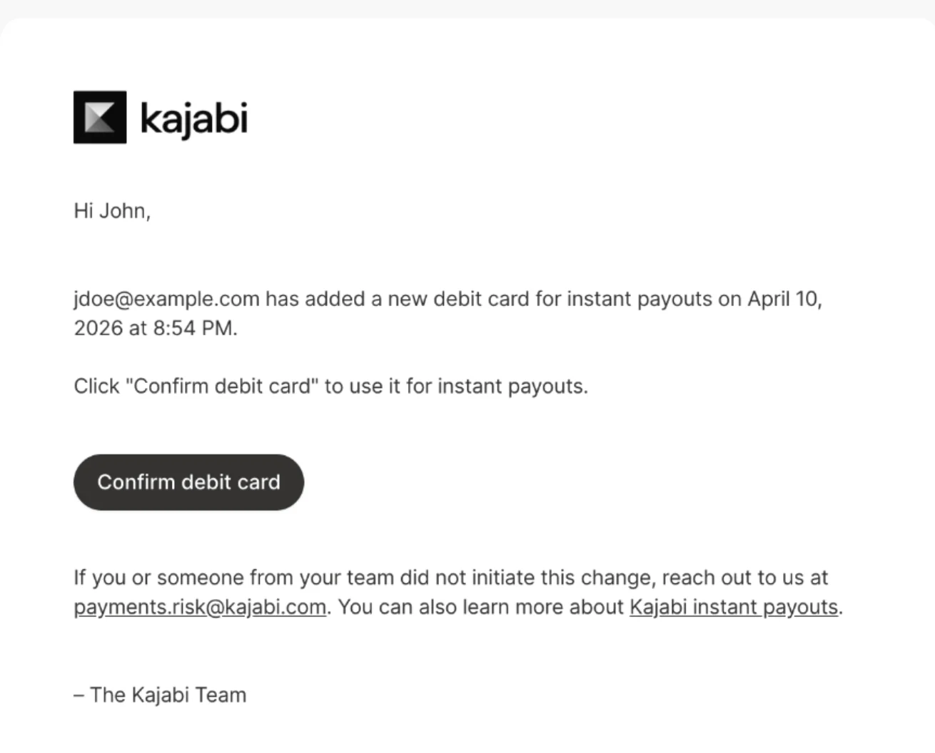 Instant Payout Debit Confirm Instant Payout Debit Confirm