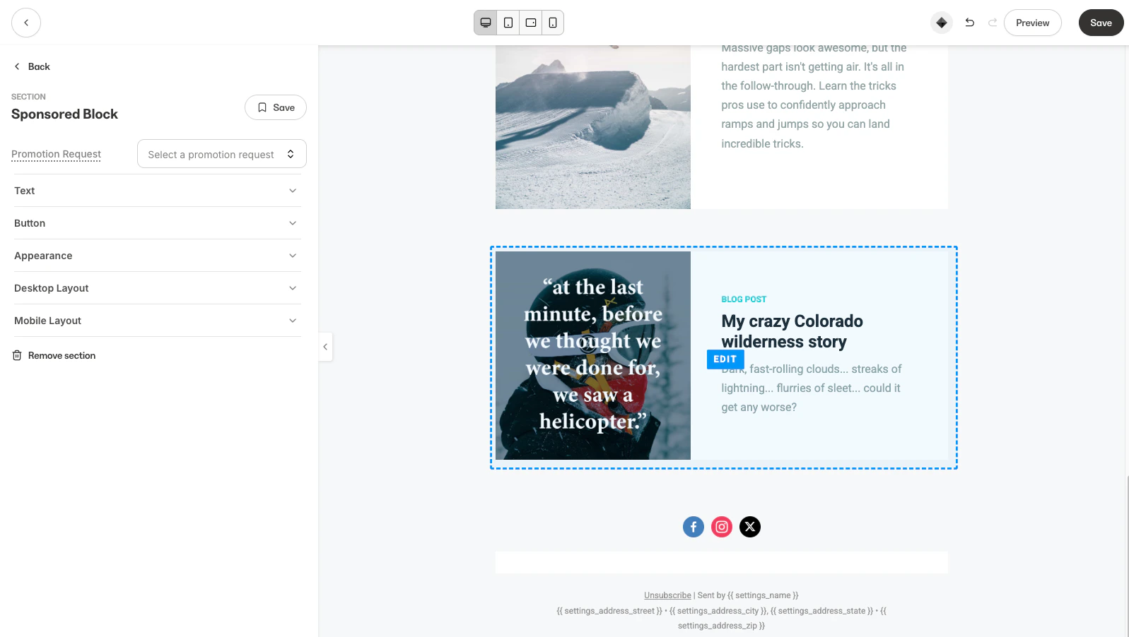 Amplify Sponsor Block