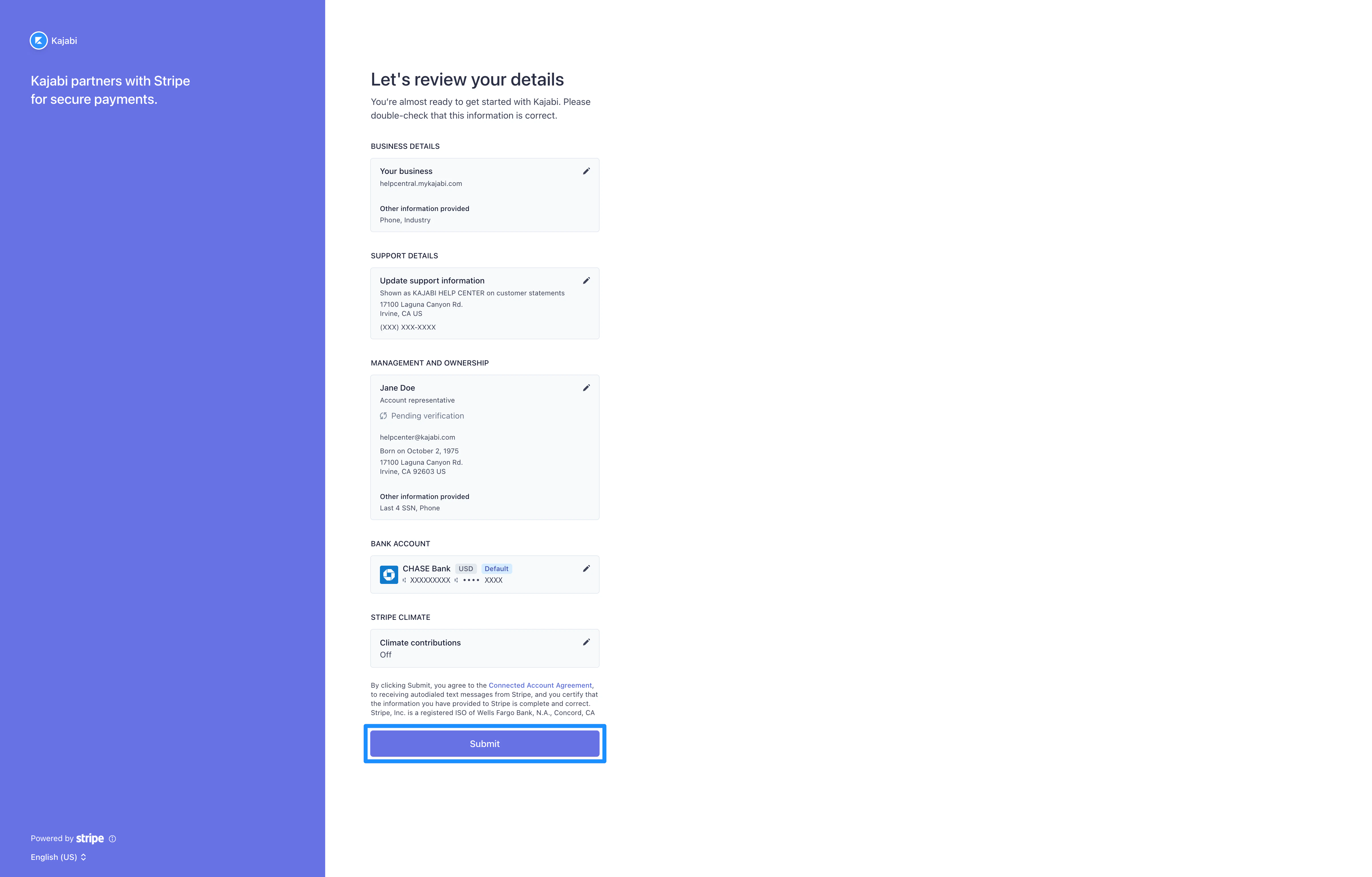 Review Stripe details